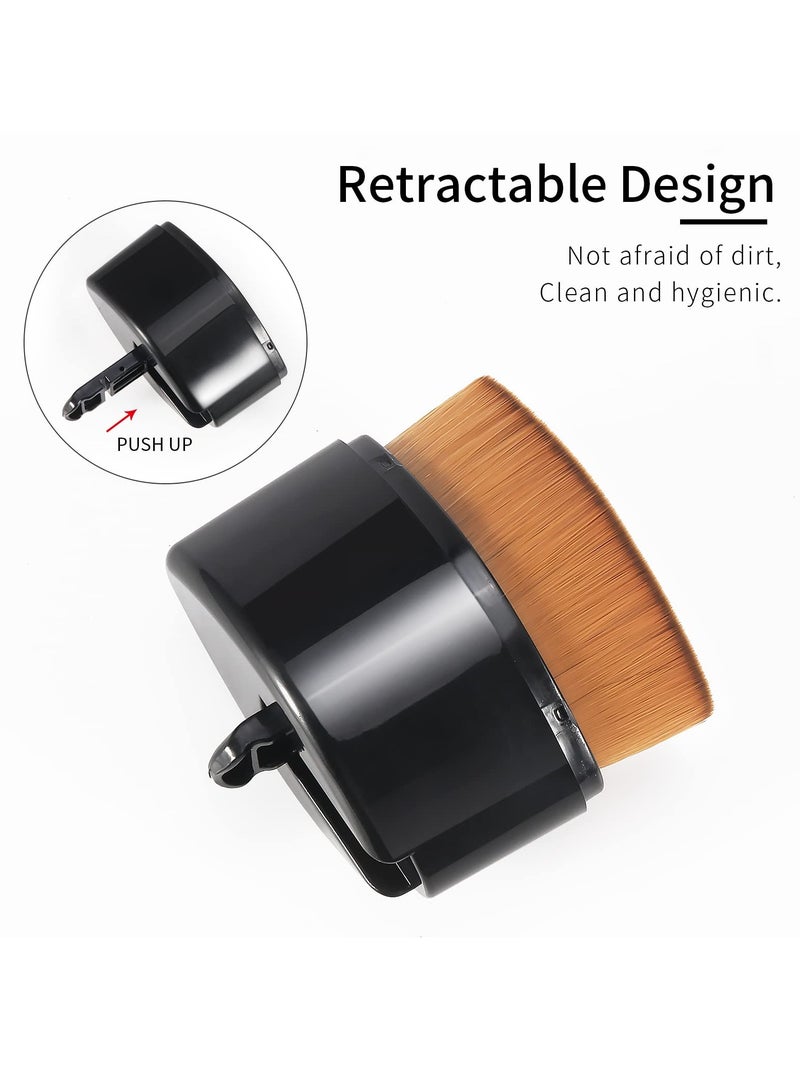 Excefore Retractable Flat Foundation Brush, Liquid Foundation Brush, Flat Makeup Brush for Liquid Makeup with Cover, Cream Contour Brush for Cream Makeup, Sunscreen Applicator, Black - Image 5