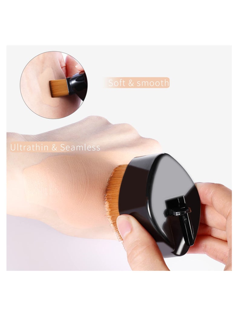 Excefore Retractable Flat Foundation Brush, Liquid Foundation Brush, Flat Makeup Brush for Liquid Makeup with Cover, Cream Contour Brush for Cream Makeup, Sunscreen Applicator, Black - Image 4