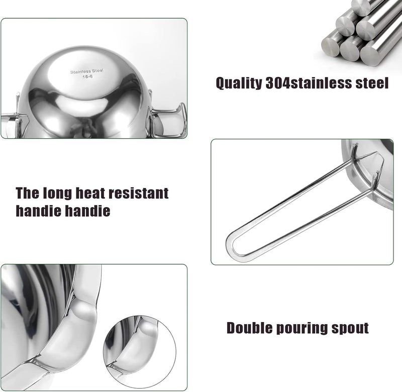 Sysmie Double Boiler Pot Set for Melting Chocolate, Butter, Cheese, Caramel and Candy - 18/8 Steel Melting Pot, 2 Cup Capacity, Including The 1000ml and 600ml Capacity… - Image 3