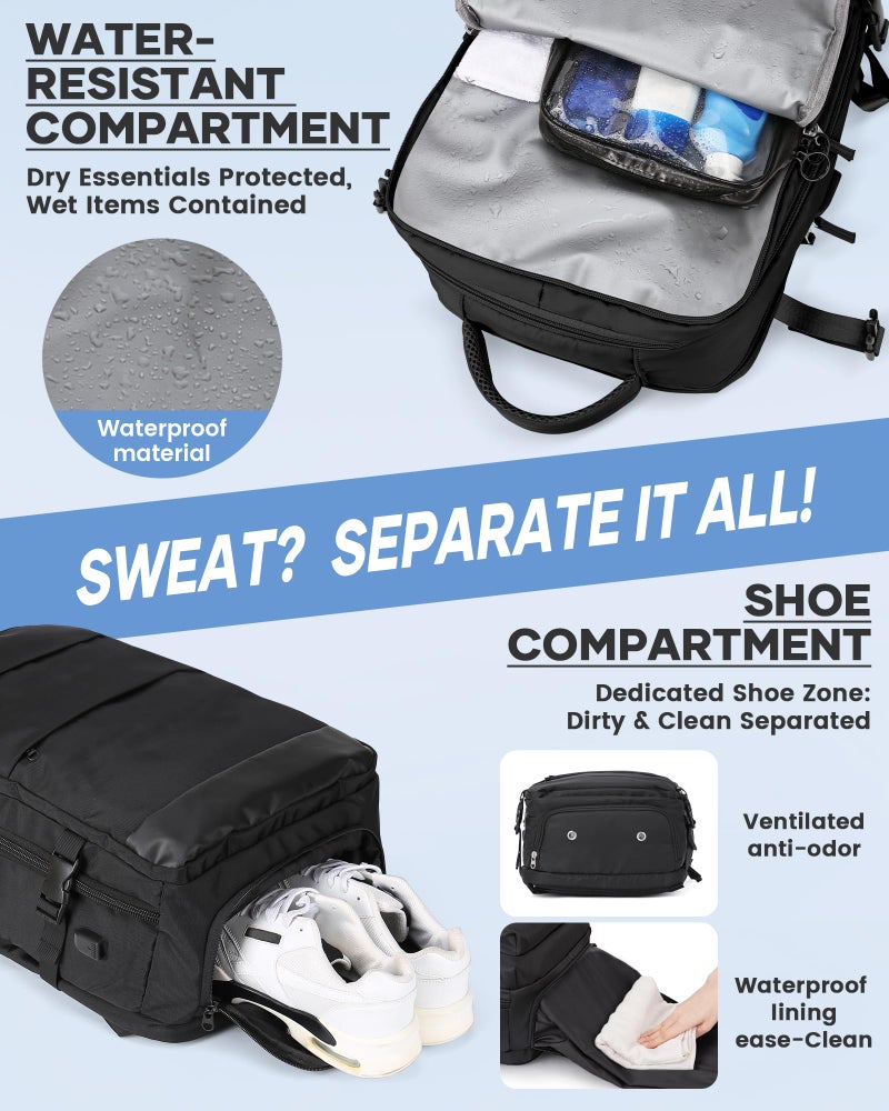 livbote Vacuum Backpack Travel with Pump, Travel Carry On Backpack with Vacuum Compression System, Mochila de viaje compresion al vacio - Black - Image 5