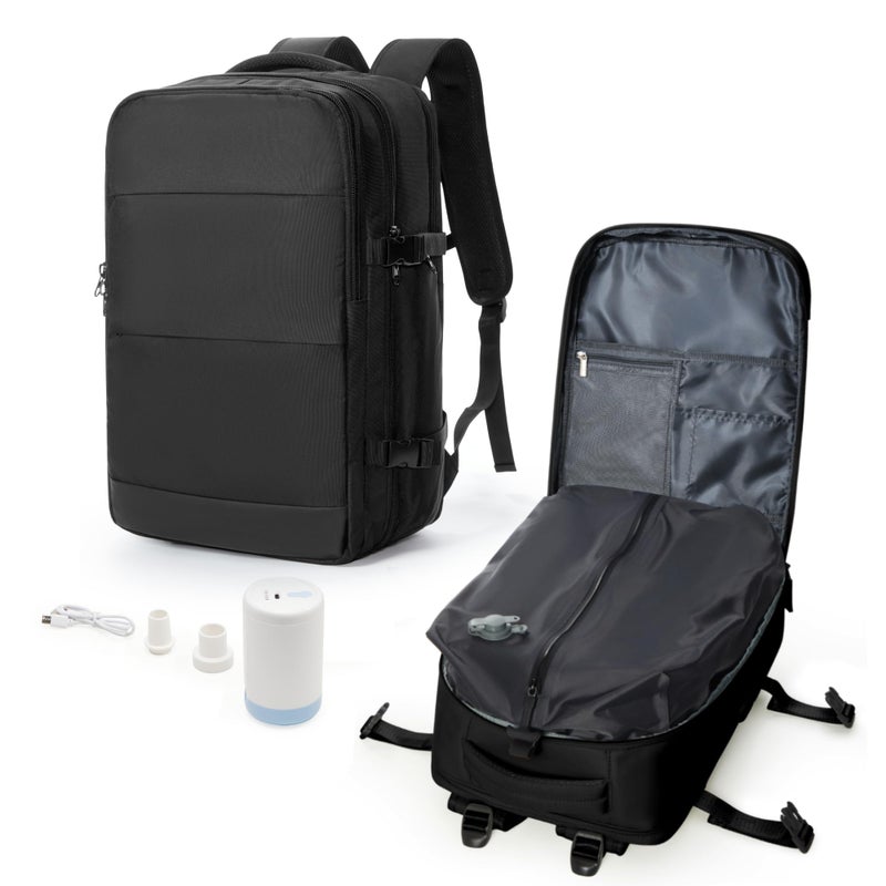 livbote Vacuum Backpack Travel with Pump, Travel Carry On Backpack with Vacuum Compression System, Mochila de viaje compresion al vacio - Black - Image 1