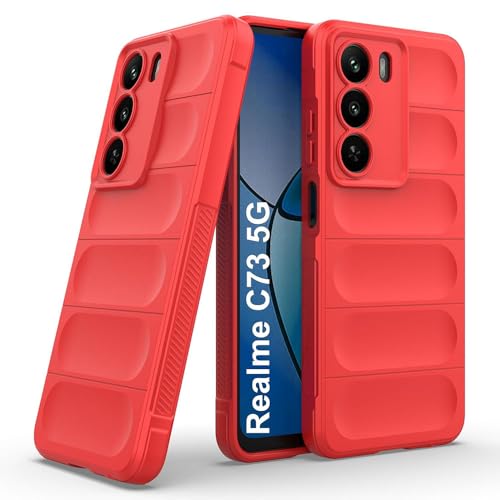 Casotec Back Cover for Realme C73 5G / C75 5G / Narzo 80 Lite 5G | Full Camera Protection | Liquid Silicon Case | Flexible Bumper Case for Realme C73 5G / C75 4G / C75 5G / Narzo 80 Lite 5G (Red) - Image 1