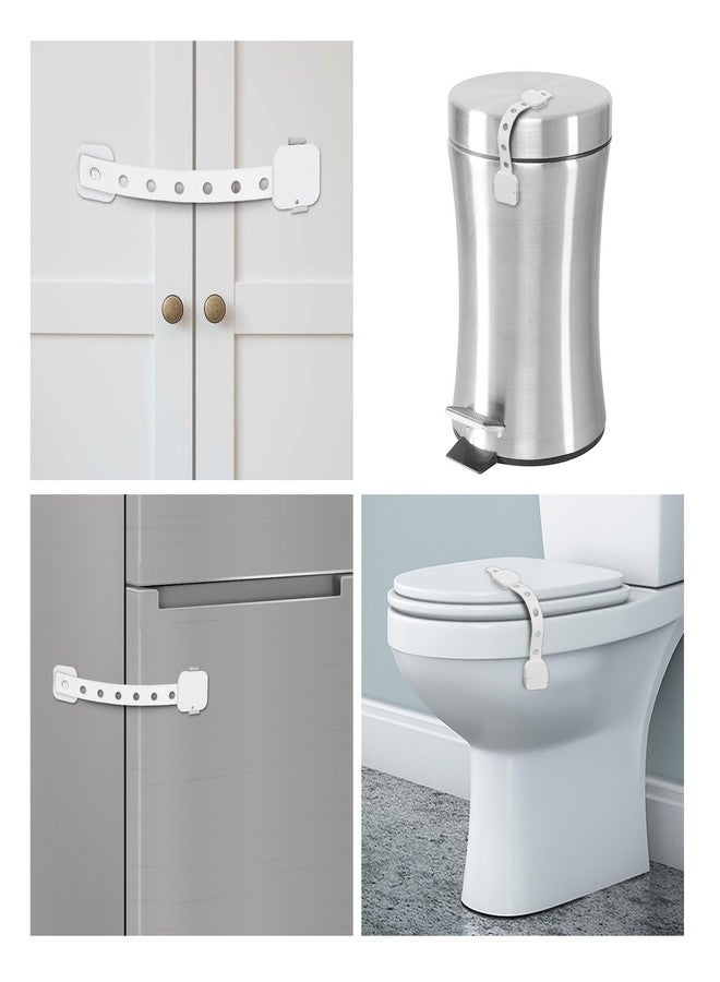 Supples Amazon Brand - Supples Babyproofing Safety Locks, Dual-Button, Smart-Release Design, Pre-Taped, Versatile, Stylish (Pack of 4, White) - Image 3