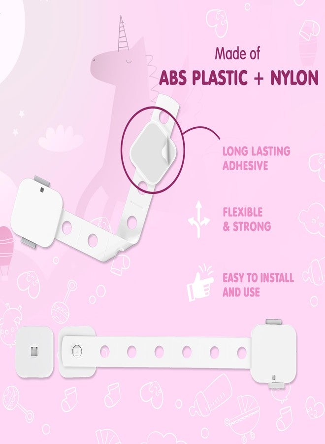 Supples Amazon Brand - Supples Babyproofing Safety Locks, Dual-Button, Smart-Release Design, Pre-Taped, Versatile, Stylish (Pack of 4, White) - Image 2