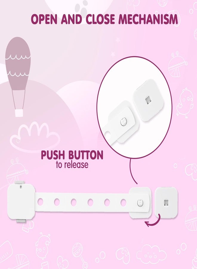 Supples Amazon Brand - Supples Babyproofing Safety Locks, Dual-Button, Smart-Release Design, Pre-Taped, Versatile, Stylish (Pack of 4, White) - Image 4