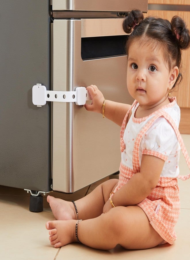 Supples Amazon Brand - Supples Babyproofing Safety Locks, Dual-Button, Smart-Release Design, Pre-Taped, Versatile, Stylish (Pack of 4, White) - Image 5