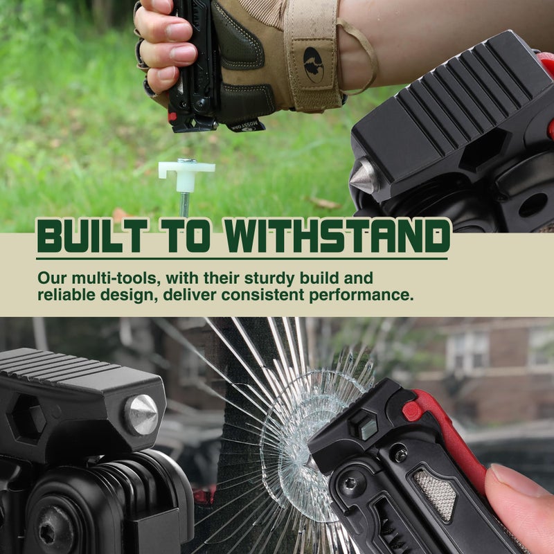 موسي أوك كماشة متعددة الأدوات من الفولاذ المقاوم للصدأ 19 في 1 من موسي أوك، أدوات البقاء على قيد الحياة مع مشعل النار، قاطع النوافذ ويسلر ذاتي القفل، معدات Edc مع غمد للبقاء على قيد الحياة في الهواء الطلق، والتخييم، والمشي لمسافات طويلة - Image 3