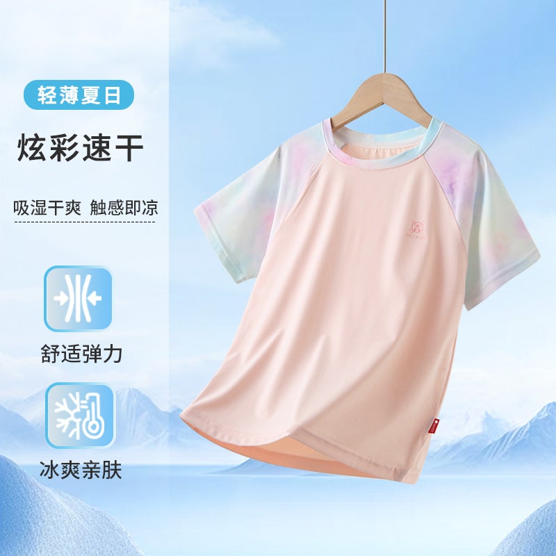 Boys' Short-Sleeved T-Shirt – Summer Quick-Drying Ice Silk Top for Kids - Image 1
