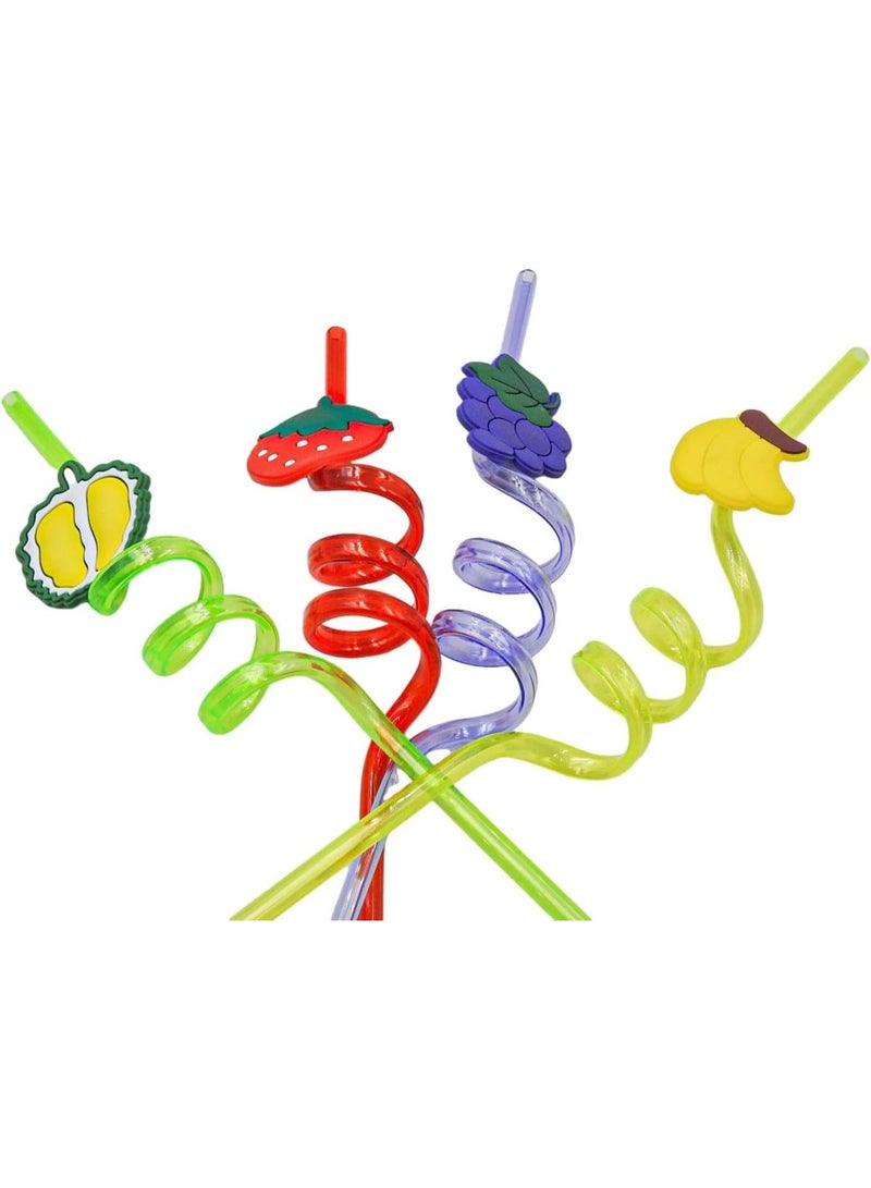 Curly Plastic Multi-Purpose Drinking Straws - Fun Straws for Kids for Cold Drinks and Ice Cream - Party Accessories and Table Decorations for Events and Holidays (4 Pieces) - Image 1