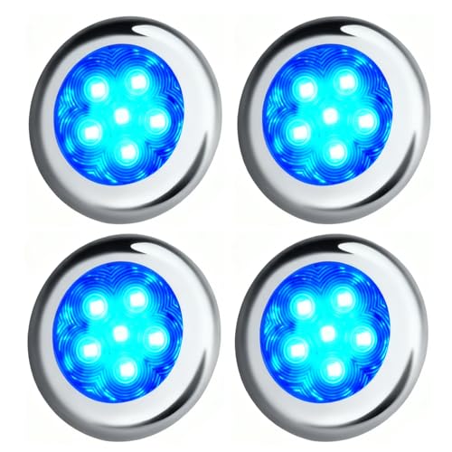 ULITECO Boat Courtesy Lights IP68 Waterproof Boat Interior Lights Marine Navigation Stern Courtesy Night Fishing Lighting Stainless Steel Marine LED Lighting for Pontoon Bass Sailboat4PCS Blue - Image 1