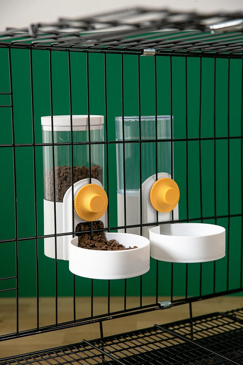 Kenond 40oz Hanging Automatic Rabbit Food Water Dispenser, Auto Gravity Dog Feeder and Waterer Set, Cage Cat Food Bowl Dog Feeding Station for Ferret and Kitten Bunny Chinchilla Hedgehog Puppy(White) - Image 2