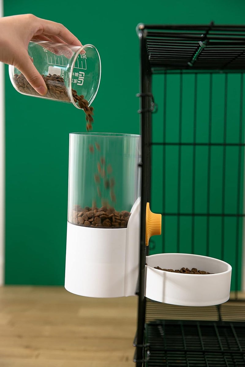 Kenond 40oz Hanging Automatic Rabbit Food Water Dispenser, Auto Gravity Dog Feeder and Waterer Set, Cage Cat Food Bowl Dog Feeding Station for Ferret and Kitten Bunny Chinchilla Hedgehog Puppy(White) - Image 3