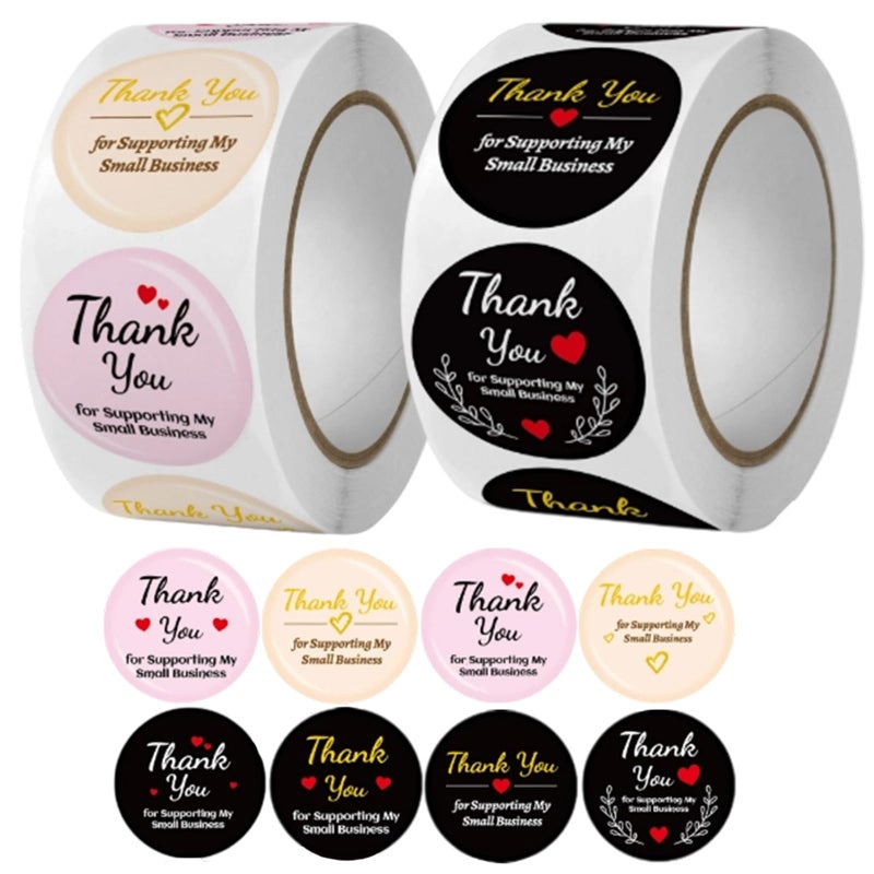 Dancepanda Thank You Stickers,Thank You Stickers Small Business,for Multiple Occasions(1000PCS,Black and Pink) - Image 1