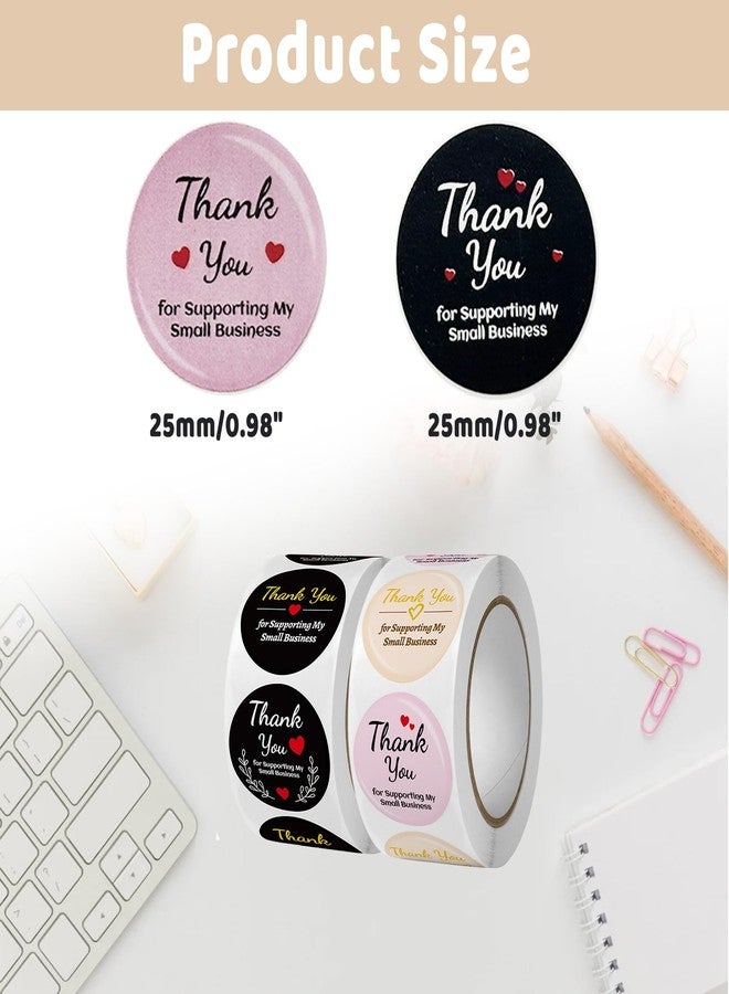 Dancepanda Thank You Stickers,Thank You Stickers Small Business,for Multiple Occasions(1000PCS,Black and Pink) - Image 2