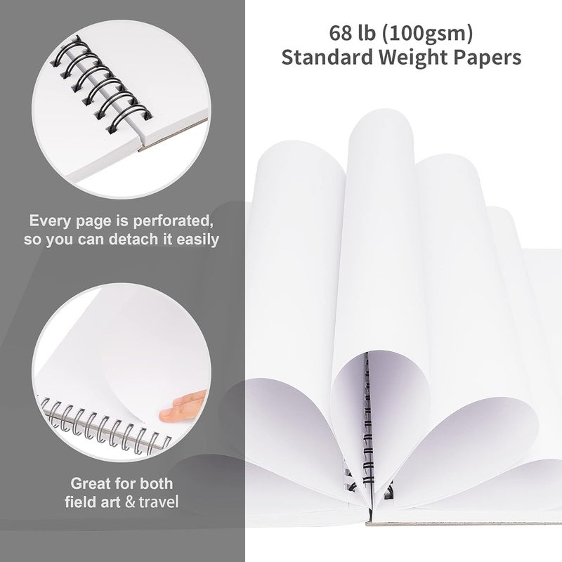 FIXSMITH 5.5"X8.5" Sketch Book | 100 Sheets (68 lb/100gsm) Sketchbook| Acid Free Drawing Paper | Spiral Bound Artist Sketch Pad | for Kids, Beginners, Artists & Professionals | Bright White - Image 2