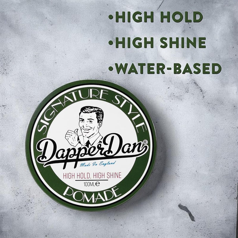 Dapper Dan Signature Pomade, High Shine and Hold for Classic Styles, Water Based for All Hair Types, Bergamot and Leather Fragrance, 100ml - Image 3