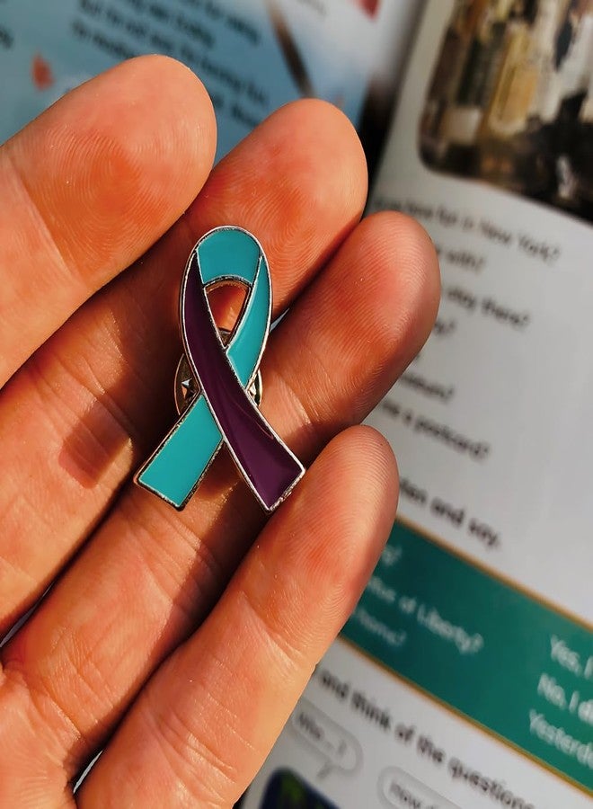 Alodidae Suicide Prevention Awareness Ribbon Pin 25pcs Purple & Teal Enamel Pins - Image 5