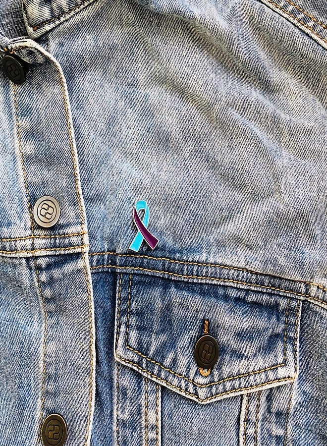 Alodidae Suicide Prevention Awareness Ribbon Pin 25pcs Purple & Teal Enamel Pins - Image 4