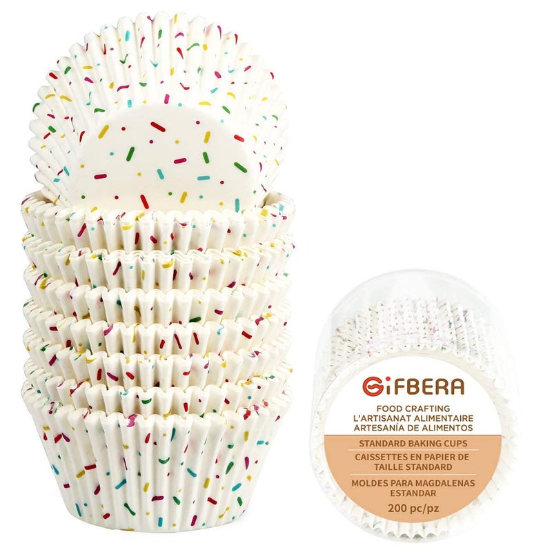 Gifbera Candy White Cupcake Liners  Gifbera Standard Baking Cups Odorless Greaseproof Paper Muffin Wrappers Pack of 200 