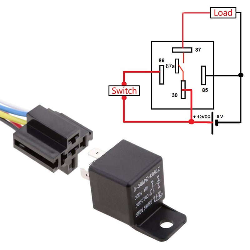 ESUPPORT Car Relay 12V 40A SPDT 5Pin Switch Socket Plug Wire Harness Automotive Pack of 5 - Image 3