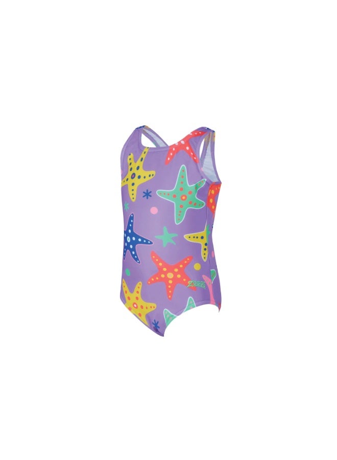 Zoggs Girls Stargaze Scoopback One Piece Navy/Blue | Ecolast+ Fabric, 100% Chlorine Proof, Quick-Dry, UPF 50+, Scoopback Fit, Shelf Bra, Durable & Eco-Friendly Swimwear for Girls | 463620-STAR24 - Image 1