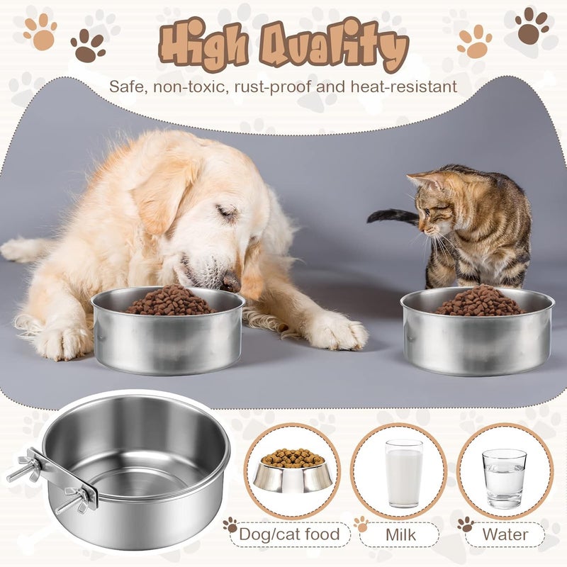 Zopeal 4 Pcs Stainless Steel Dog Bowls for Kennel Hanging 1 Quart Dog Feeder Crate Water Bowl Cage No Spill Puppy Bowls Pet Food Holder for Large and Medium Dogs Guinea Pig Rabbit Chicken Coop Cup - Image 5