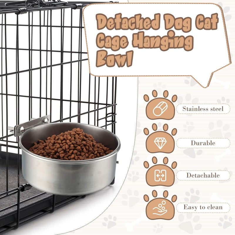 Zopeal 4 Pcs Stainless Steel Dog Bowls for Kennel Hanging 1 Quart Dog Feeder Crate Water Bowl Cage No Spill Puppy Bowls Pet Food Holder for Large and Medium Dogs Guinea Pig Rabbit Chicken Coop Cup - Image 3