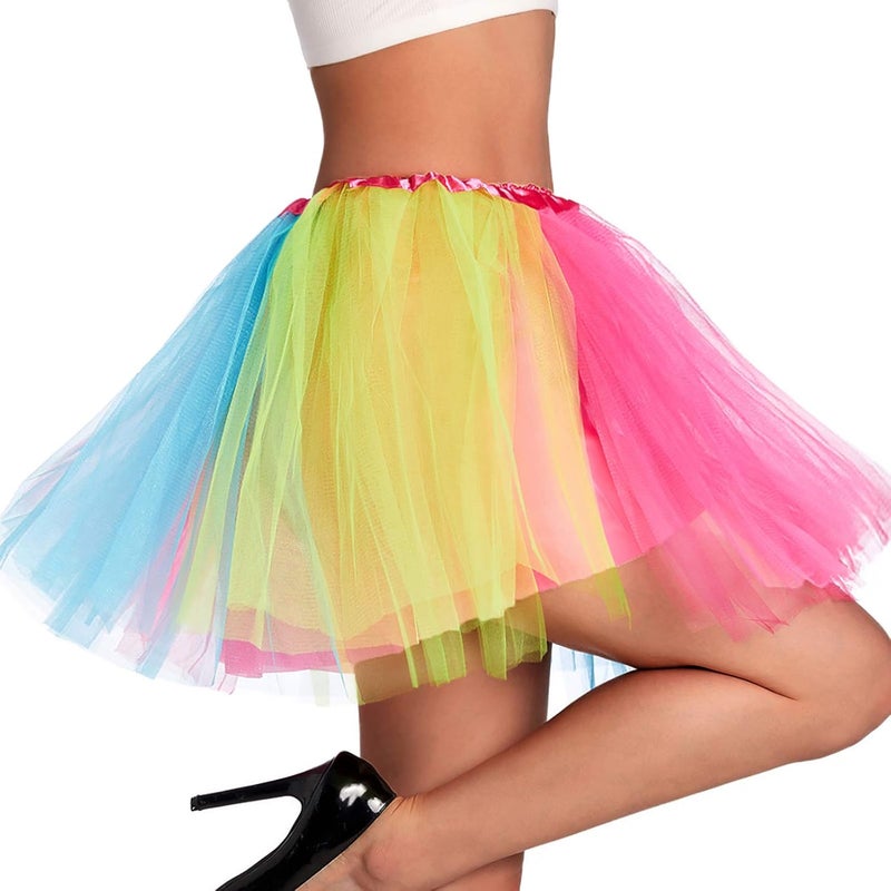 Phantomon Tutu Skirt Women's Teens Classic Elastic 4 Layered Tulle Ballet Tutu Skirt, Adult Size Non See-Through - Image 1