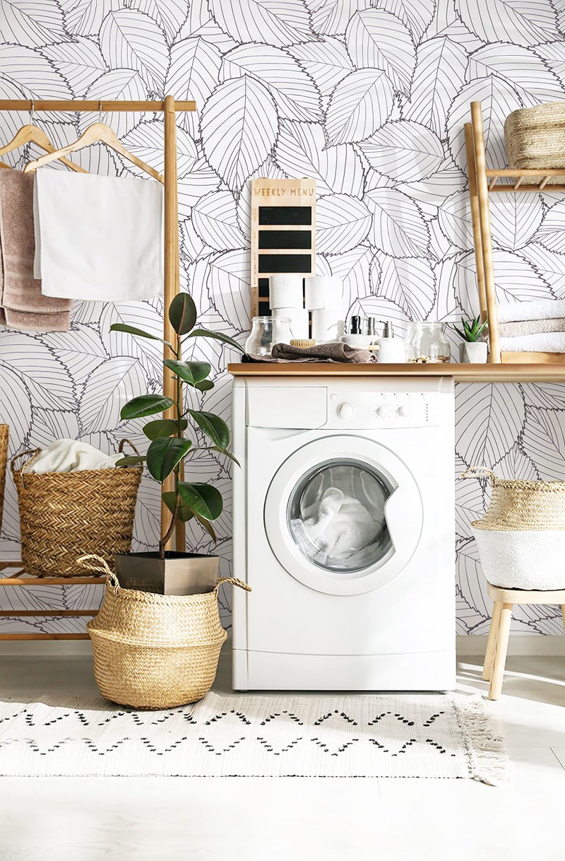Kitico Gray Leaf Peel and Stick Wallpaper Leaf Removable Self Adhesive Wallpaper 17.7"x393.7"Gray and White Leaves Contact Paper Waterproof Vinyl Wall Paper for Wall Cabinet Shelf Drawer Liner - Image 5