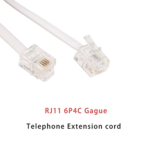 Vthahaby 50 Feet Long Telephone Extension Cord Phone Cable Line Wire, with Standard RJ11 Plug and 1 in-Line Couplers and 15 Cable Clip Holders-White (White 15M) - Image 2
