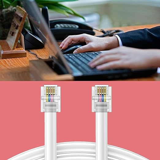 Vthahaby 50 Feet Long Telephone Extension Cord Phone Cable Line Wire, with Standard RJ11 Plug and 1 in-Line Couplers and 15 Cable Clip Holders-White (White 15M) - Image 5