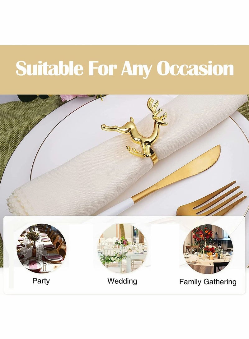 الأزرق جي دبليو Napkin Rings Set, Elk Gold Deer - Image 4