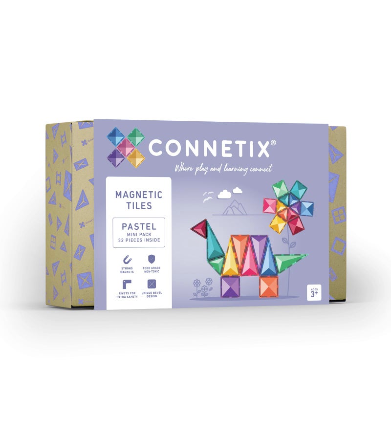 CONNETIX Magnetic Tiles Pastel Mini Pack, 32 Pieces - Image 1
