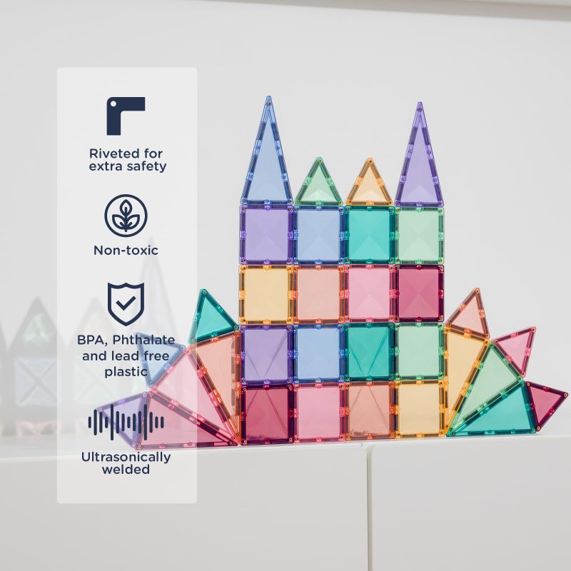 CONNETIX Magnetic Tiles Pastel Mini Pack, 32 Pieces - Image 3