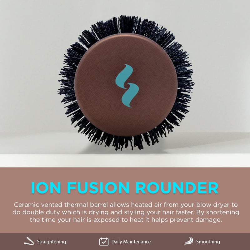 Spornette Ion Fusion Ceramic Round Brush for Blow Drying - Round Hair Brush for Blow Outs, Volume & Curling - Ion Bristles Help to Smooth Hair and Eliminate Frizz & Static (2.5 Inch) - Image 2