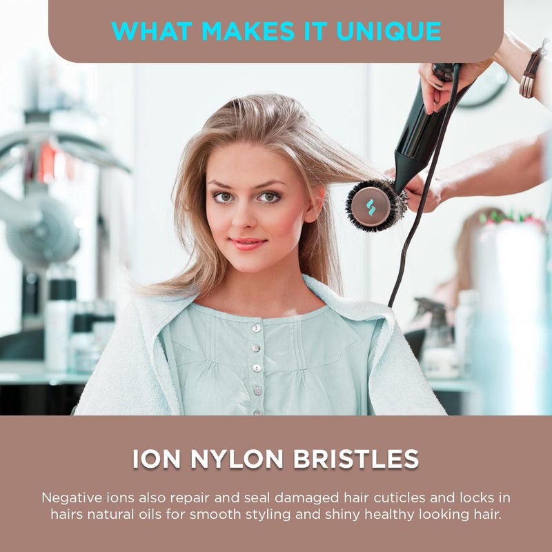 Spornette Ion Fusion Ceramic Round Brush for Blow Drying - Round Hair Brush for Blow Outs, Volume & Curling - Ion Bristles Help to Smooth Hair and Eliminate Frizz & Static (2.5 Inch) - Image 4