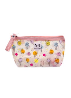 NFI essentials Pu Printed Makeup Pouch For Women Small Transparent Cosmetic Pouch Stylish Pouches For Makeup Accessories & Travel Organiser (Peach)  - Image 1