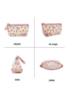 NFI essentials Pu Printed Makeup Pouch For Women Small Transparent Cosmetic Pouch Stylish Pouches For Makeup Accessories & Travel Organiser (Peach)  - Image 3