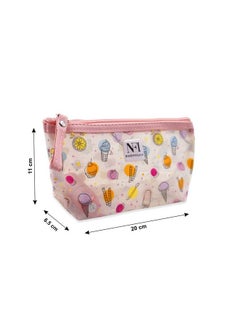 NFI essentials Pu Printed Makeup Pouch For Women Small Transparent Cosmetic Pouch Stylish Pouches For Makeup Accessories & Travel Organiser (Peach)  - Image 5