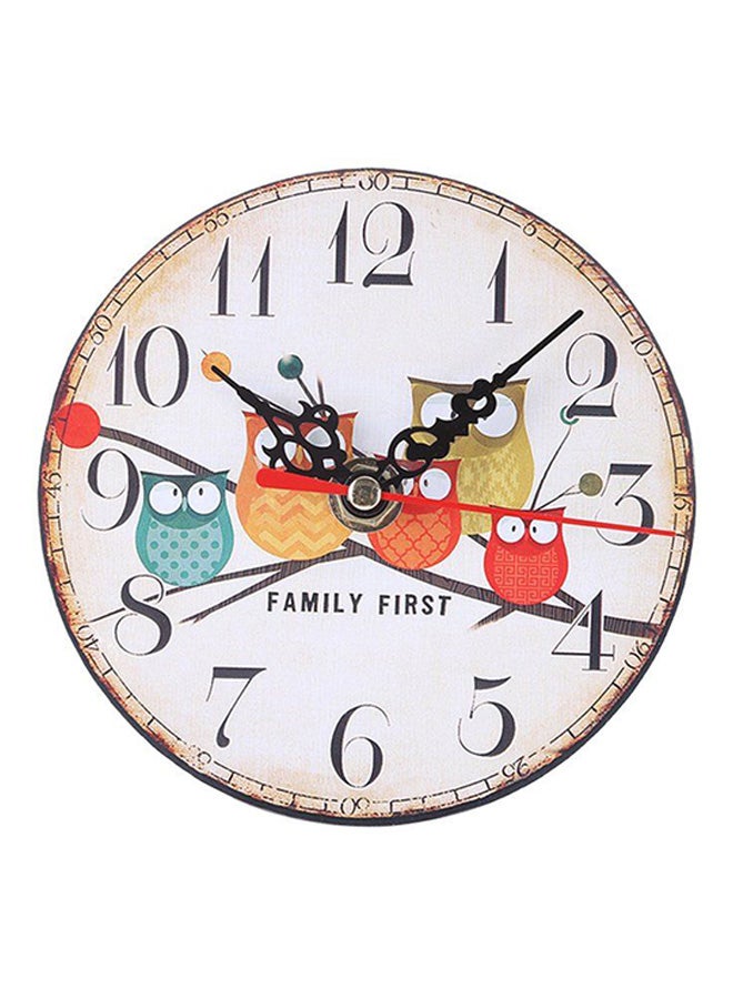 OUTAD Owl Pattern Imitation Wood Clock Multicolour - Image 1