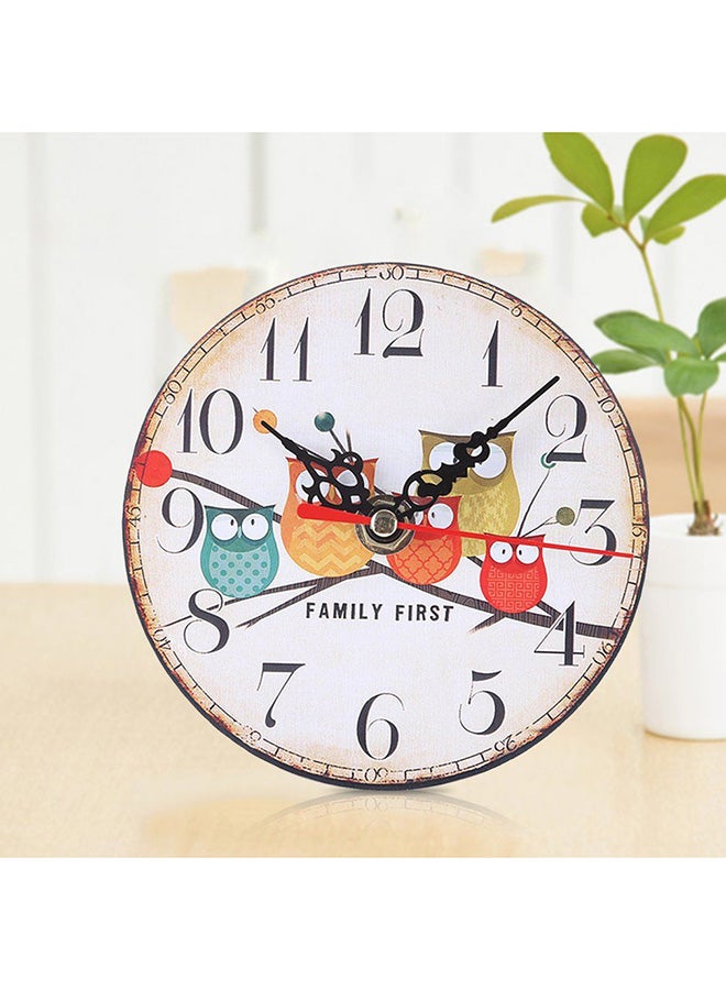 OUTAD Owl Pattern Imitation Wood Clock Multicolour - Image 3