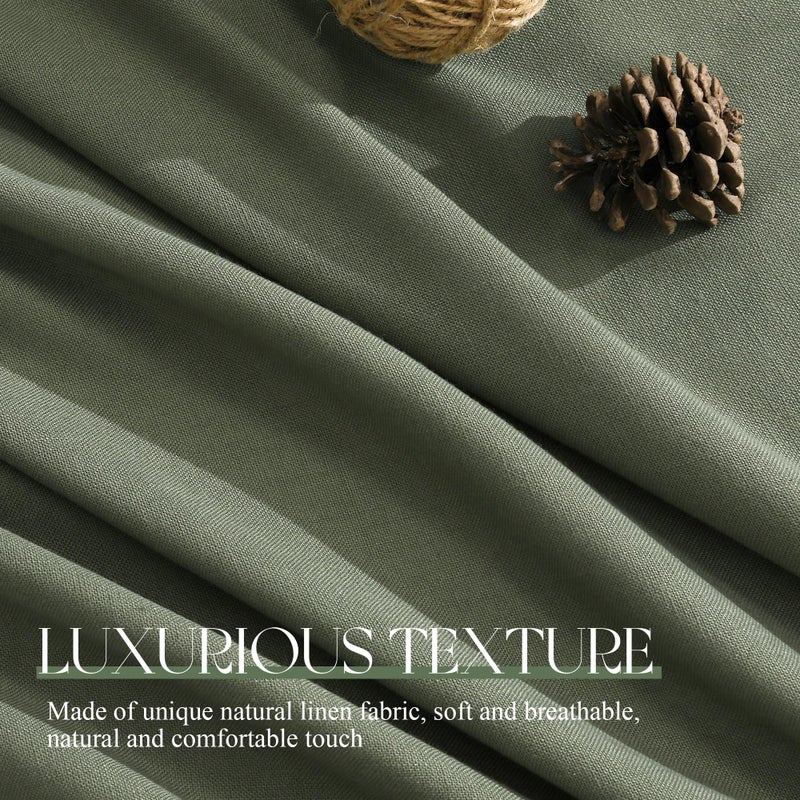 Jowels Olive Green Linen Curtains 84 inch Length 2 Panels Set Modern Farmhouse Living Room Drapes Light Filtering Rod Pocket Back Tab Filtering Privacy Semi Sheer Curtain 84 inches Long - Image 4