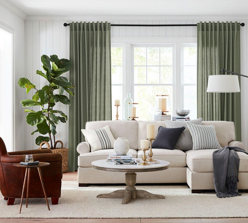 Jowels Olive Green Linen Curtains 84 inch Length 2 Panels Set Modern Farmhouse Living Room Drapes Light Filtering Rod Pocket Back Tab Filtering Privacy Semi Sheer Curtain 84 inches Long - Image 2