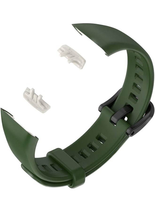 Silicone Replacement Wrist Watch Straps  With Modern Design To Add More Beauty For Huawei 6,6 Pro Honor  band 6 - Olive - Image 1