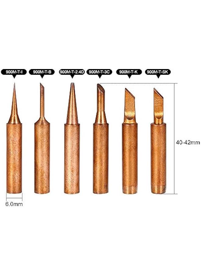 MOXO Solder Iron Tip,6PCS Copper Soldering Iron Ti Replaent Solder Tip Leadfree Welding Head for 900MT Soldering Rework Station Repair Tool Kit - Image 3