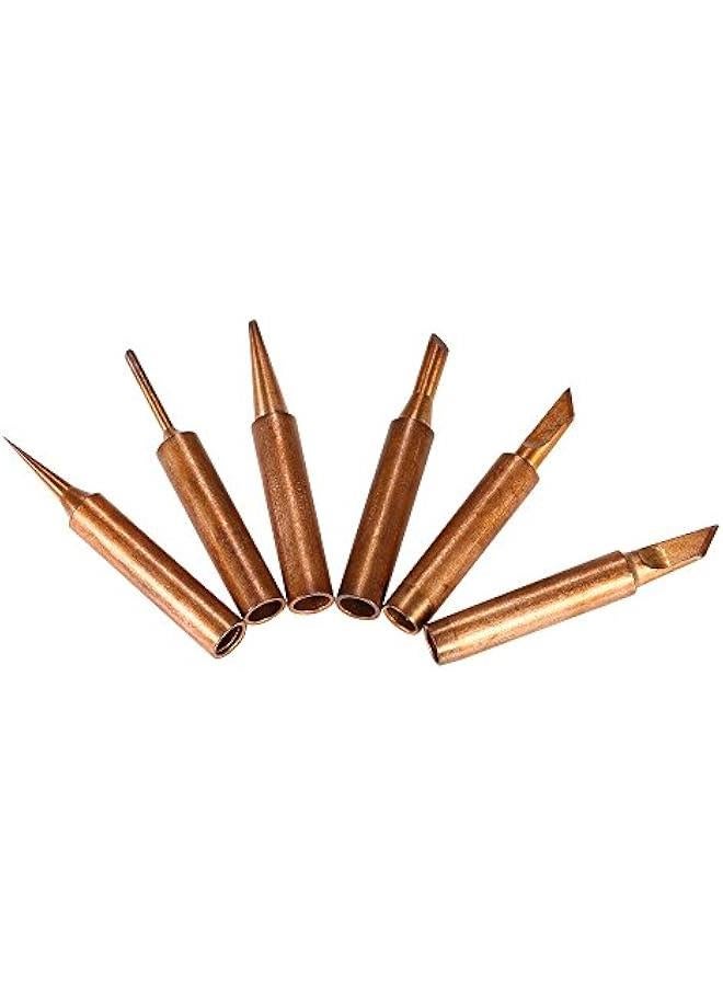 MOXO Solder Iron Tip,6PCS Copper Soldering Iron Ti Replaent Solder Tip Leadfree Welding Head for 900MT Soldering Rework Station Repair Tool Kit - Image 4