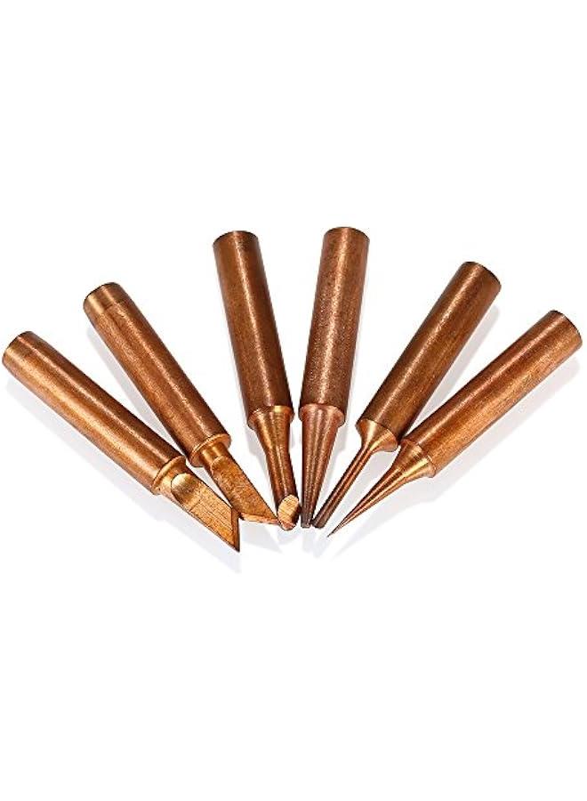 MOXO Solder Iron Tip,6PCS Copper Soldering Iron Ti Replaent Solder Tip Leadfree Welding Head for 900MT Soldering Rework Station Repair Tool Kit - Image 5