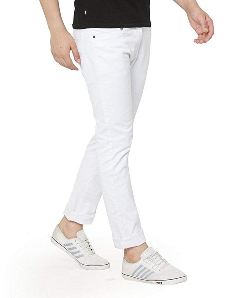 Ben Martin Men's Slim Fit Stylish Stretchable 32 Size White Cotton Denim High Rise Jeans Pant for Men, JJ3-5 - Image 3