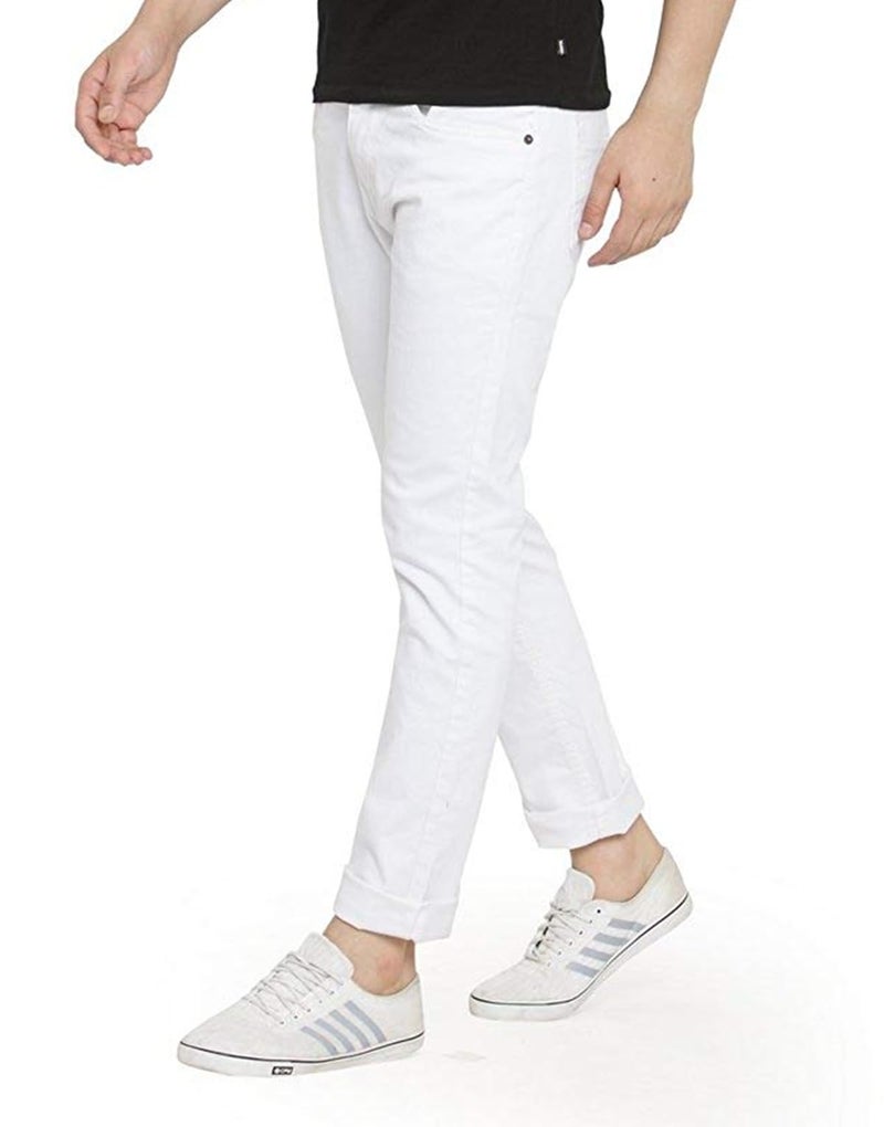 Ben Martin Men's Slim Fit Stylish Stretchable 32 Size White Cotton Denim High Rise Jeans Pant for Men, JJ3-5 - Image 4