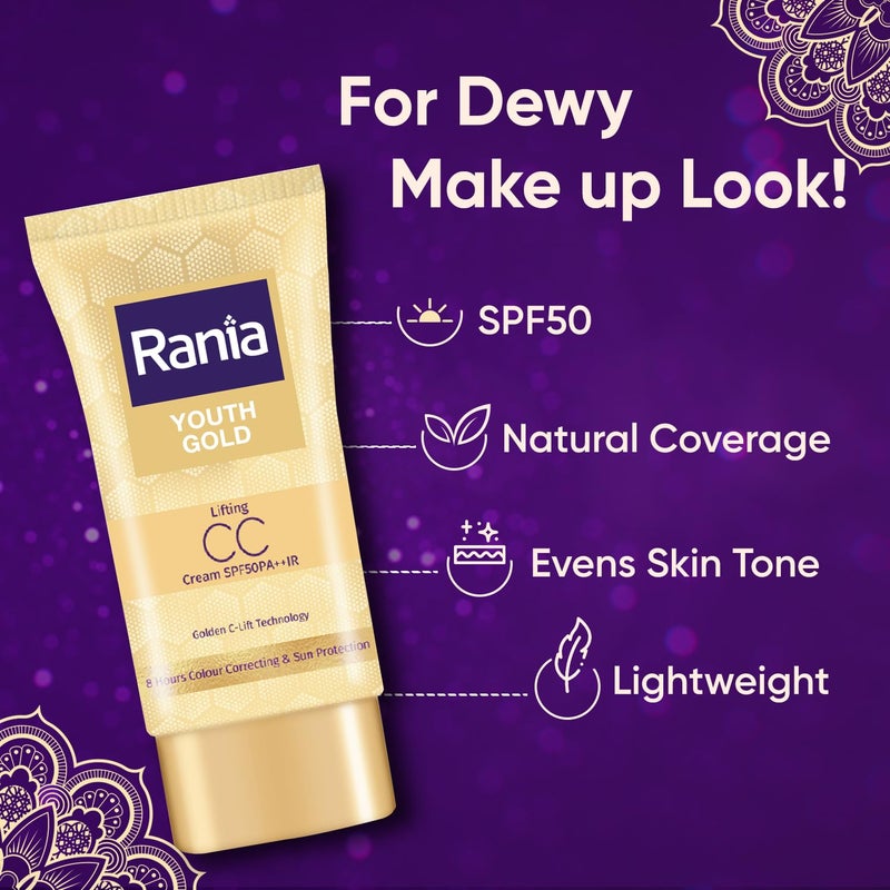Rania Rania Ramadan Special DayNight Gold Kit Toner and Pouch Free Rania CC Cream SPF50PAIR with Vitamin C24K Gold Rania Night Cream with Vitamin C 24K Gold Niacinamide - Image 2
